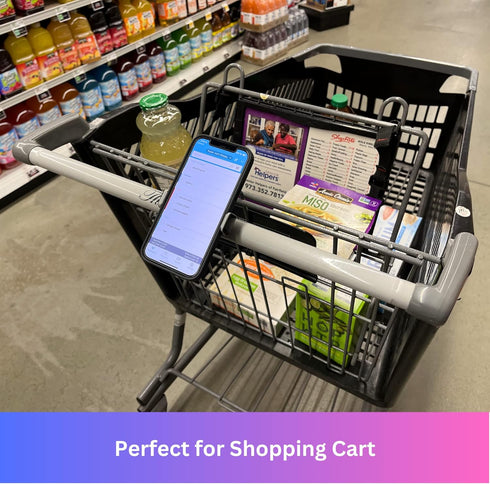Maxby Stroller Phone Holder, Shopping Cart Phone Holder - Stable & Secure Fit on Handlebars, One-Hand Operation, 360