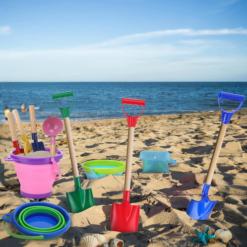 13 Pack Set 3-10 Beach Bucket Shovels Toys for Kids,Collapsible Beach Sand Toys Beach Pails and Shovels for Toddlers