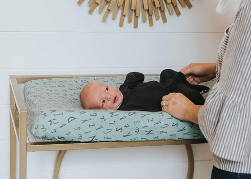 Soft Knit Diaper Changing Pad Cover in Poe by Copper Pearl