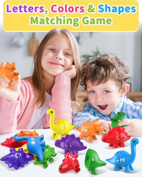 26PCS Dinosaur Alphabet Learning Toys for Toddlers 2-4, Montessori Educational Gifts for 2-4 Year Olds
