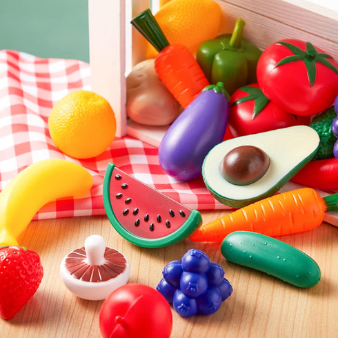 JOYIN 50 Piece Set of Kitchen Toys, Dinnerware, Fruits, Vegetables for Children Educational Learning Toy