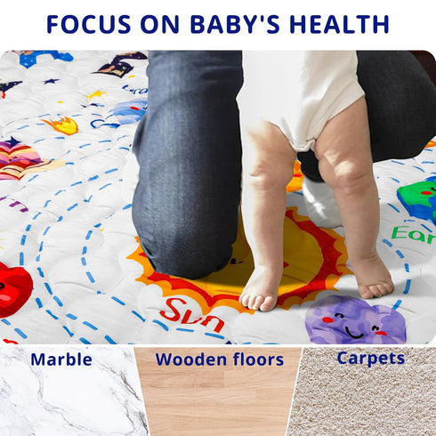 Mfmiudole 71"59" Solar System Baby Gyms Playmats for Playpen Giant Space Rug Planets, ABC Alphabet Learning Mat