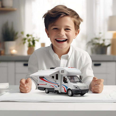 NOVAFUSION 3 4 5 6 7 8 9 4-8White Toy Campers for Kids Toy RV,Die Cast Metal Toy Camper for Year Old, Pull Back RV Toy