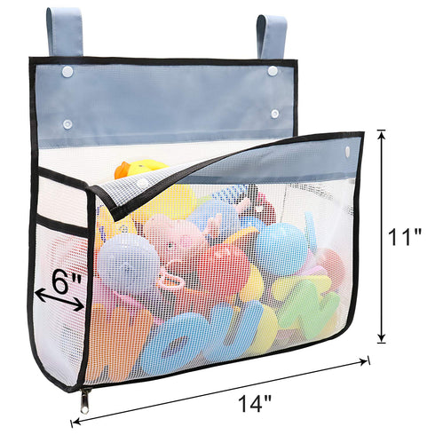 Bath Toy Organizer, Extra Large Opening Bathroom Toy Holder, Multiple Ways to Hang, Bottom Zipper Storage Bag