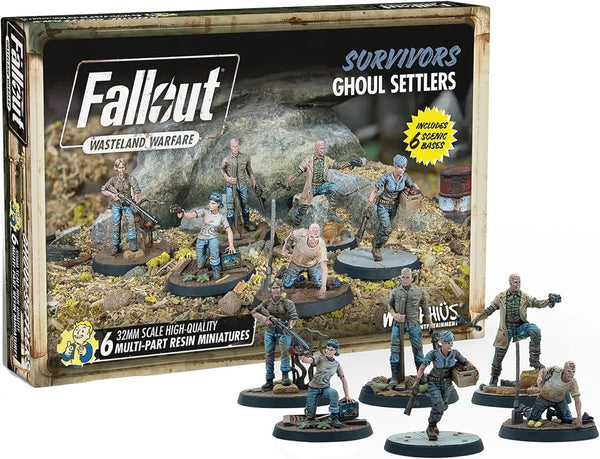 Fallout Wasteland Warfare: Survivors - Ghoul Settlers (The Slog) - 6 Unpainted Resin Miniatures, 32MM Scale Figures