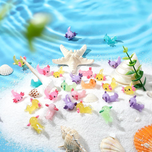 Liliful 120 Pcs Christmas Mini Resin Axolotl Toy, Miniature Axolotl Figurine for DIY Crafts