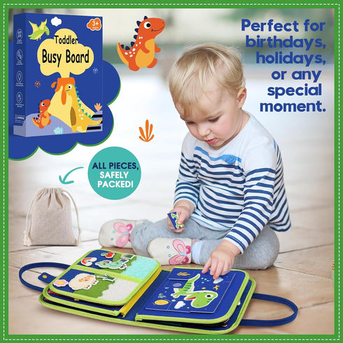3-4 Toddler Sensory Busy Board: Travel Toy Activity Book for Girls Boys, Motor Skill Development Gift for Baby Aged
