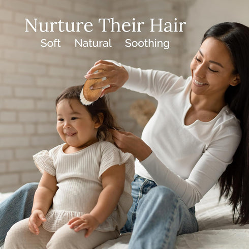 Natemia Wooden Baby Hair Brush & Comb Set, Soft Bristle for Newborns, Perfect Baby Shower Gift