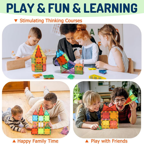 Magnetic Tiles Set, 68PCS 3D Clear Building Blocks, STEM Educational Toys Gift for Kids Boys and Girls Ages 3-9