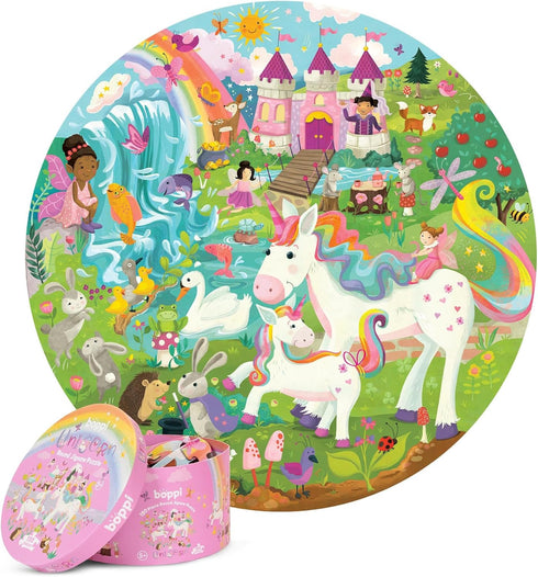 Unicorn Jigsaw Puzzle for Kids Ages 5-8 - 150 Piece Round Puzzle with Fairies and Animals by boppi
