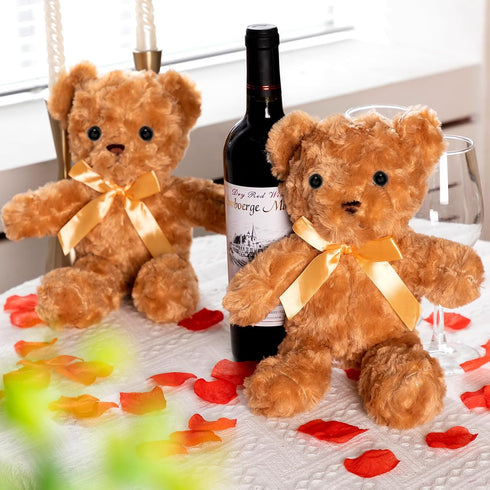 12 11.8 Inch(Brown) Jenaai Pieces Stuffed Animals Stuffed Bear with Bow Soft Party Gift Bears for Shower Centerpieces
