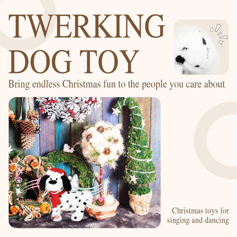 SdeNow Twerking Dog Toy Booty Shaking Walking Santa Claus Puppy Musical Animated Christmas Plush Santa Singing