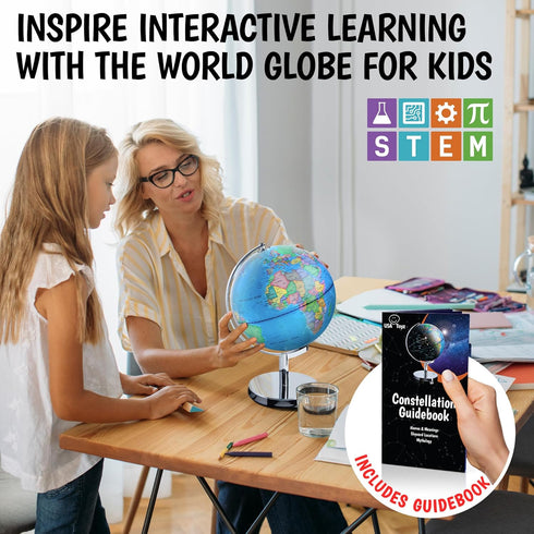 USA Toyz Illuminated Globe for Kids Learning, 3-in-1 STEM Kids Globe with Stand, LED Light, 9.75” Tall