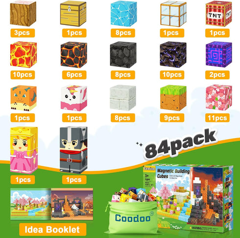 Set, 3+ 84PCS Magnetic Blocks - Build Mine Magnet World Magic Portal Magnetic Tiles Building Blocks Toddler Toy STEM