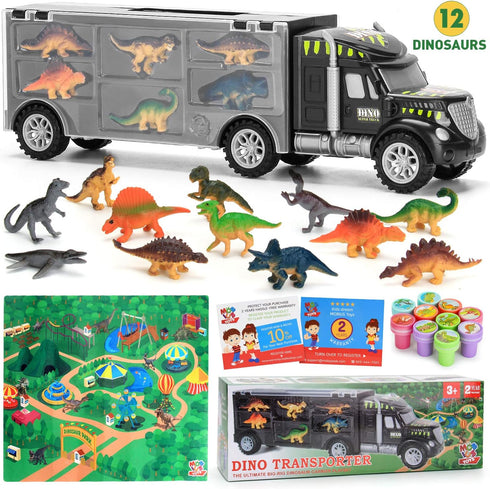 12 37 Set MOBIUS Toys Dinosaur Truck Carrier Large Transport Truck with Realistic Dino Figures for Kids Ages Durable