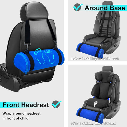 Car Seat Foot Rest for Kids - Booster Seat Pillow With Long Adjustable Strap - Convenient Supportive Accessory