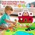 1 2 3 Set 1-3, Farm Animal Toys for Year Old Toddlers, Big Red Barn with Farm Mat & Animals & Tractor Toy for Boys