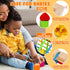 1+ 8pcs Packaging HELLOWOOD Montessori Toys for Year Old, Wooden Sorter Cube with Rattling Shapes, Developmental