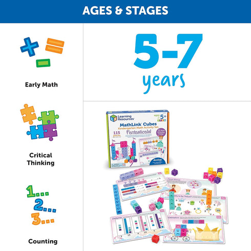 Learning Resources MathLink Cubes Activity Set: 115 Pieces, Fantasticals! STEM Math Games for Kids Ages 5+