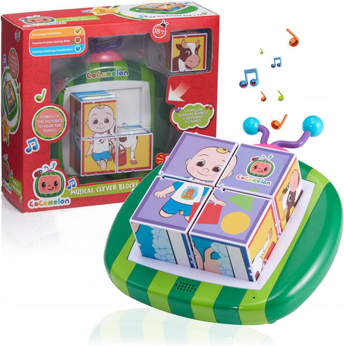 WOW! STUFF CoComelon Musical Clever Building Blocks - Pre-School Learning Toy with 6 Nursery Rhyme Songs