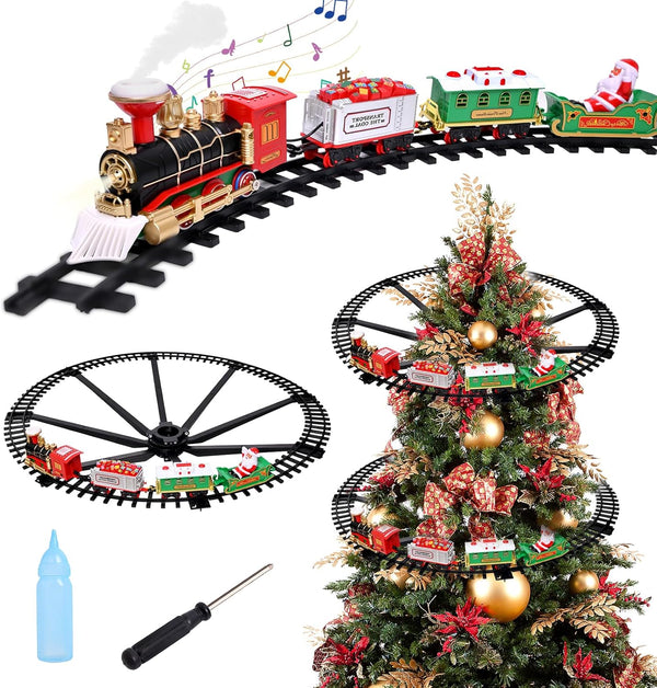 Christmas Train Set, Christmas Decorations Indoor, Train Toys with Light & Sound