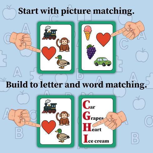 3-5 1-4 Sight Words Matching Game - Montessori-Inspired Early Letters & Reading for Ages & Players - Preschool