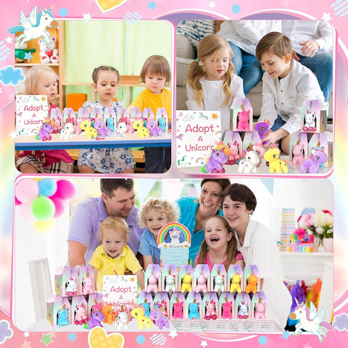 Yoloodayy 37 12 12 12 1 Pcs Adopt A Unicorn Party Favors Include Mini Unicorns Stuffed Animals Foldable Paper Boxes