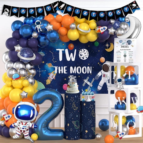 Fiesec Two the Moon Birthday Boy 130 PCs Outer Space Second Birthday Party