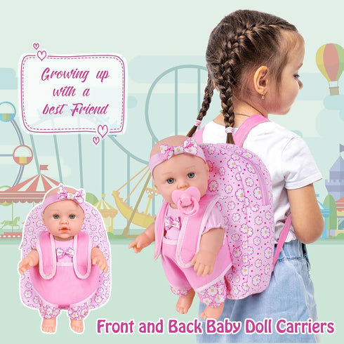 12 Inch Backpack Accessories,12" Set 3+ UZIDBTO Baby Dolls with Carrier Can Store Doll Clothes and Reborn Baby Doll