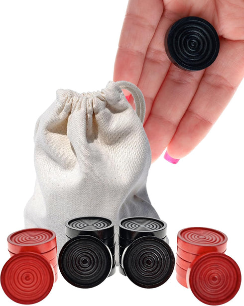 WE Games Wooden Checkers Pieces, 24 Red & Black Checker Pieces Only with Drawstring Storage Bag, 1.062-inch Diameter