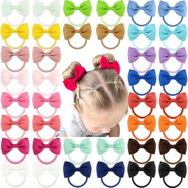 CÉLLOT Toddler Hair Accessories - 40pcs 2.75" Elastics Rubber Ribbon Bands, Bows for Baby Girls