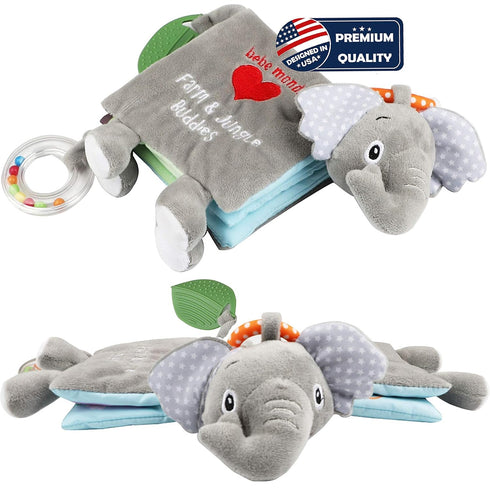 0-6 6-12-18 1-2 Elephant Touch and Feel Baby Books Toys Months, Loveys Crinkle Books for Babies,Infant Toys Months Year