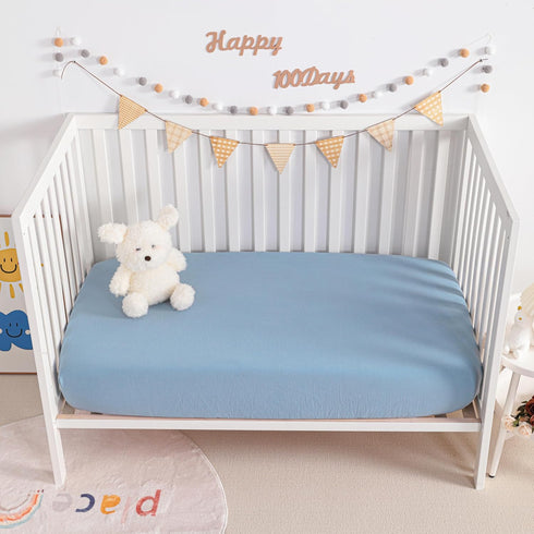 2 Pack 28x52 28x52 Inches NTBAY Muslin Cotton Crib Sheets, Soft and Breathable Double Layer Baby Crib Sheets