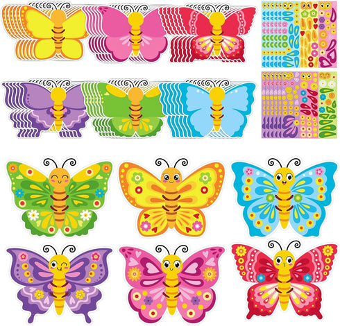 Hedeey 36 Packs Spring Butterflies Craft Kits for Kids,Make Your Own Butterfly Paper