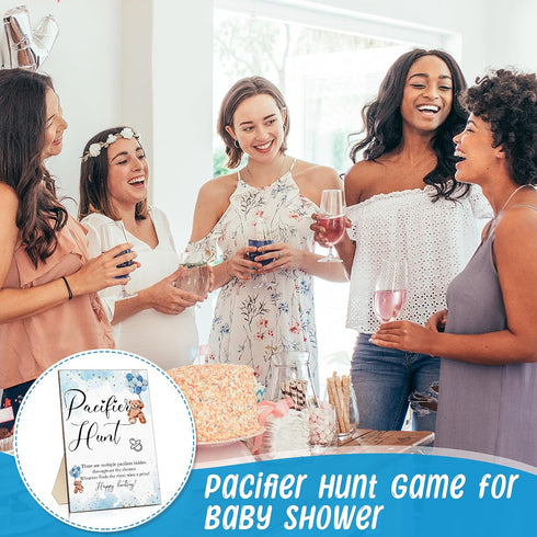 51 50 Sets Roowest Pcs Pacifier Hunt BabyShower Games Include Wooden Hunt Sign and Acrylic Mini Plastic Pacifiers