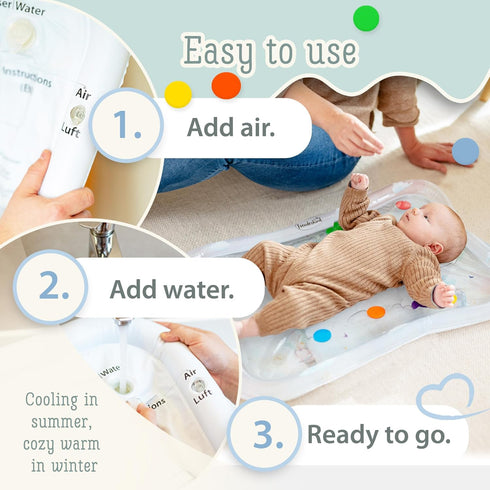 Tummy 100% Premium Water Play Mat XXL Award-Winning Inflatable Time Water Mat Sensory & Motor Development Designed by