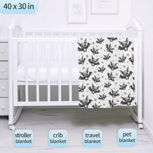 Cozy 40x30 Halloween Bats and Stars Baby Blanket Gifts for Boys Girls Super Soft Blanket Swaddle Newborn Receiving