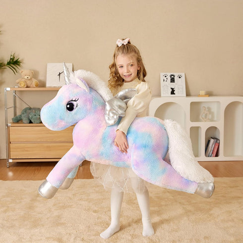 EARTHSOUND Giant Unicorn Plush Toy, Jumbo 43" Winged Unicorn, Cute Huge Fluffy Fat Plushie, Gifts for Kid
