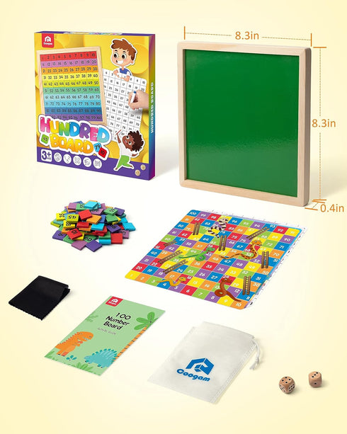 Coogam Wooden Math Hundred Board - Educational Toys for Preschool 3-5 Year Old Boys and Girls