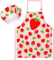 R HORSE Kid Apron and Chef Hat Set - 2Pcs Strawberry Adjustable