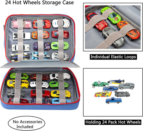 KISLANE 24 Toy Cars Storage Case, Compatible with 24 Toy Cars, Matchbox Cars, Mini Toys, Bag Only