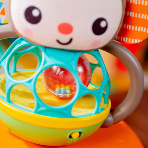 Bright Starts Grab & Giggle Monkey Light-Up Musical Rattle Toy, Easy-Grasp for Ages 6 Months+, Unisex