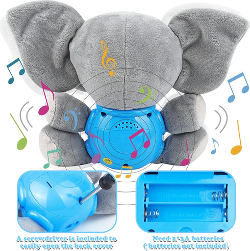 Plush Musical Baby Toys - Cute Elephant Stuffed Animal for 3-12 Months Boys & Girls, Infant Baby Toy