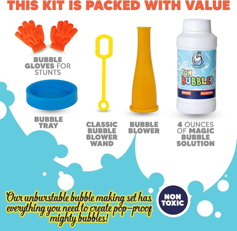 Touchable Bouncing Bubble Kit for Kids, Unpoppable Bubbles Solution for Indoor & Outdoor Play, Great Gift