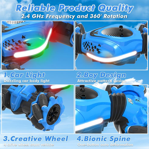 RC Car Gesture Sensing Stunt Car - 2.4GHz 4WD Off-Road Toy for Boys and Girls Ages 6-12 with Lights and Music
