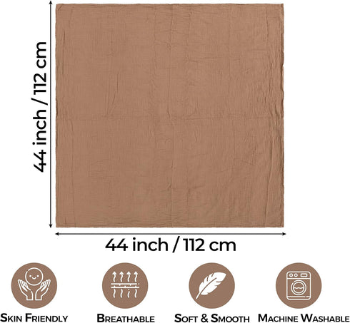 Blanket,100% Blankets,2 Pack,Receiving 44 44 inch Dreamology Brown Swaddle Cotton Muslin Swaddle Blanket for Baby Boy