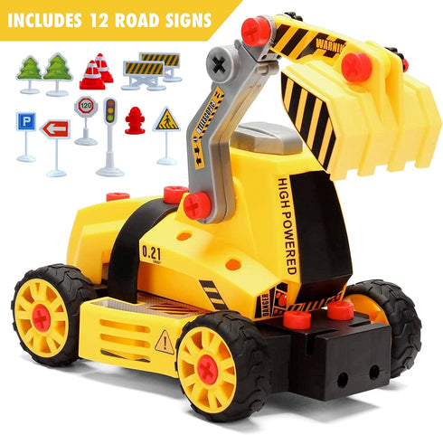7-in-1 Set 38 MOBIUS Toys Take-Apart Truck Construction STEM Building Toy w/Drill, Lights & Sounds Buildable Dump