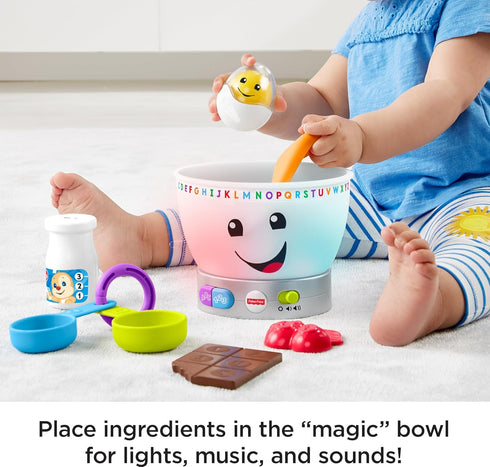 Fisher-Price Laugh & Learn Magic Color Mixing Bowl Baby Learning Toy with Pretend Food, Music & Lights for 6+ Months