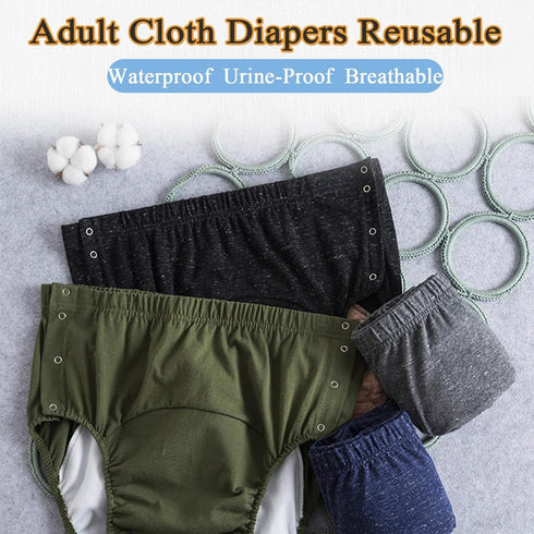 MKKBOB Elderly,Disabled(4 Adult Cloth Diapers,Leakproof Underwear Incontinence Reusable Washable Panties for Men