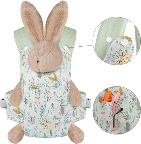 GAGAKU Baby Doll Carrier Doll Accessory Stuffed Animal Carrier with Adjustable Straps for Kids – Green (Sunflower)